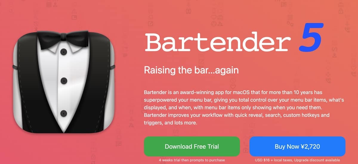 MacアプリBartenderの価格
