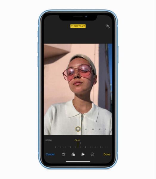 iPhone XS、XRとも、撮影後にf値を調整してボケ味を変更可