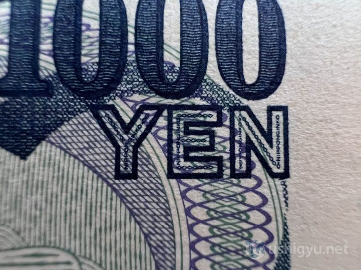 千円札の「YEN」に隠れている「NIPPONGINKO」の文字もくっきりと写る