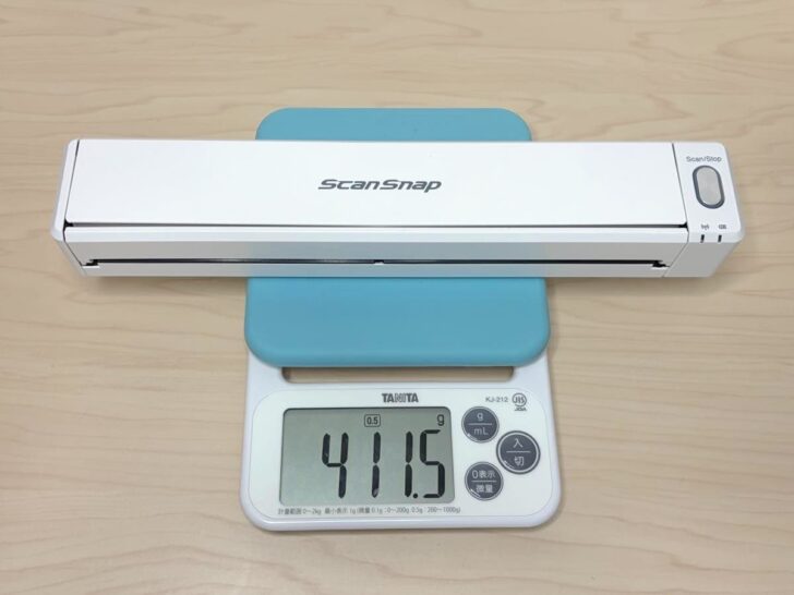 ScanSnap iX110の重さ実測値は411.5g